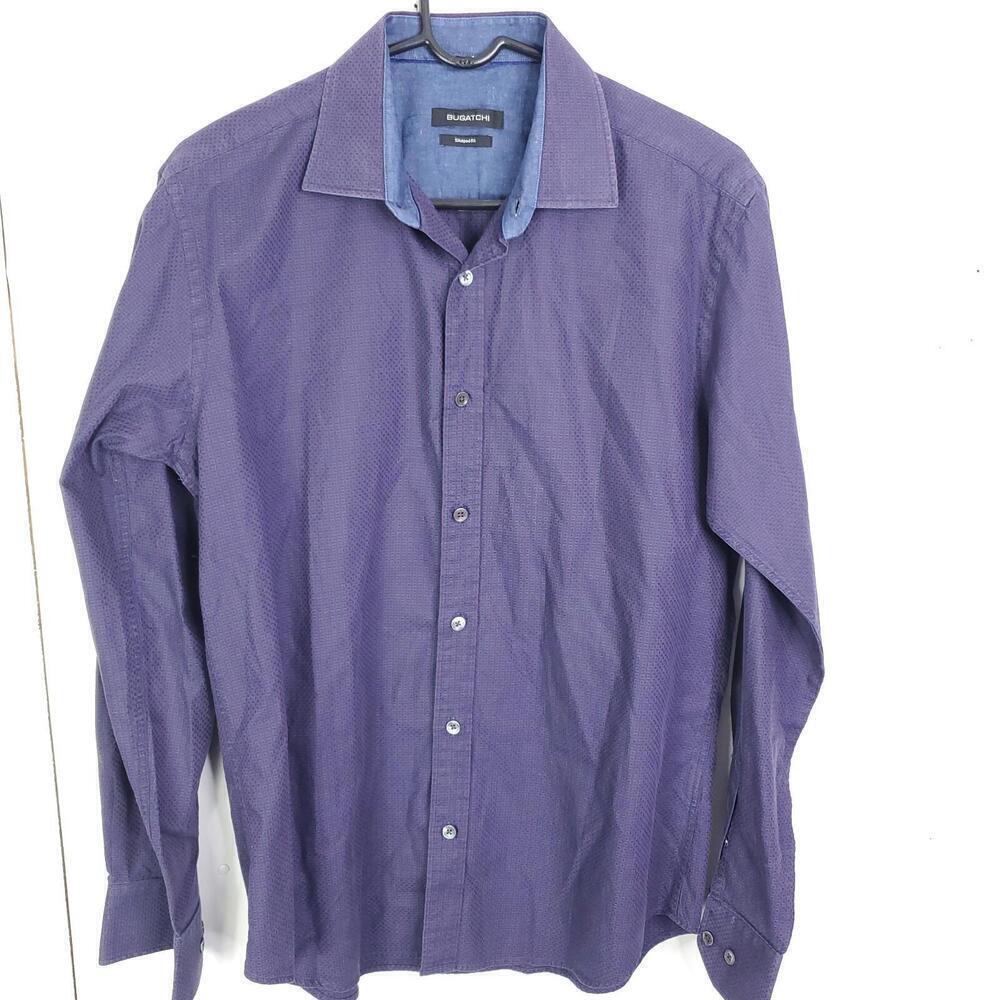 Bugatchi Shirt Mens M Button Down Office Business Casual Collar Shaped Fit
